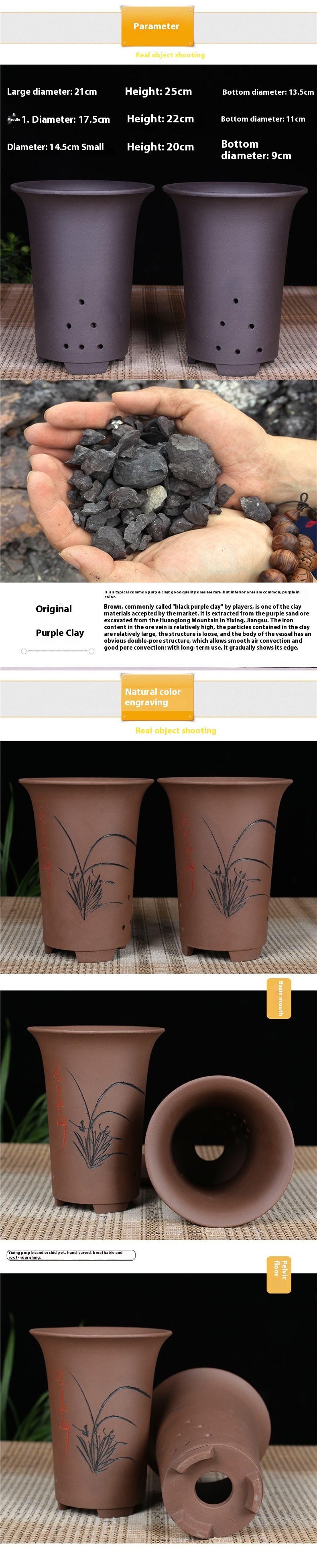 Title 1, Large Diameter Orchid Pots Clivia Porcelain Min...