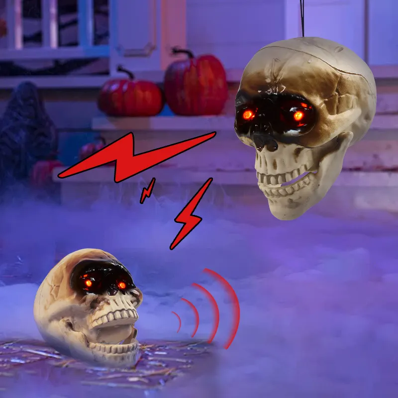 Animated Floating Skeleton Decorations Realistic Halloween Skull Heads Halloween Decorations Scary Sound Spooky Decoration – image 5