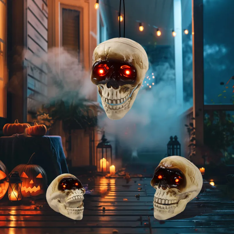Animated Floating Skeleton Decorations Realistic Halloween Skull Heads Halloween Decorations Scary Sound Spooky Decoration – image 2