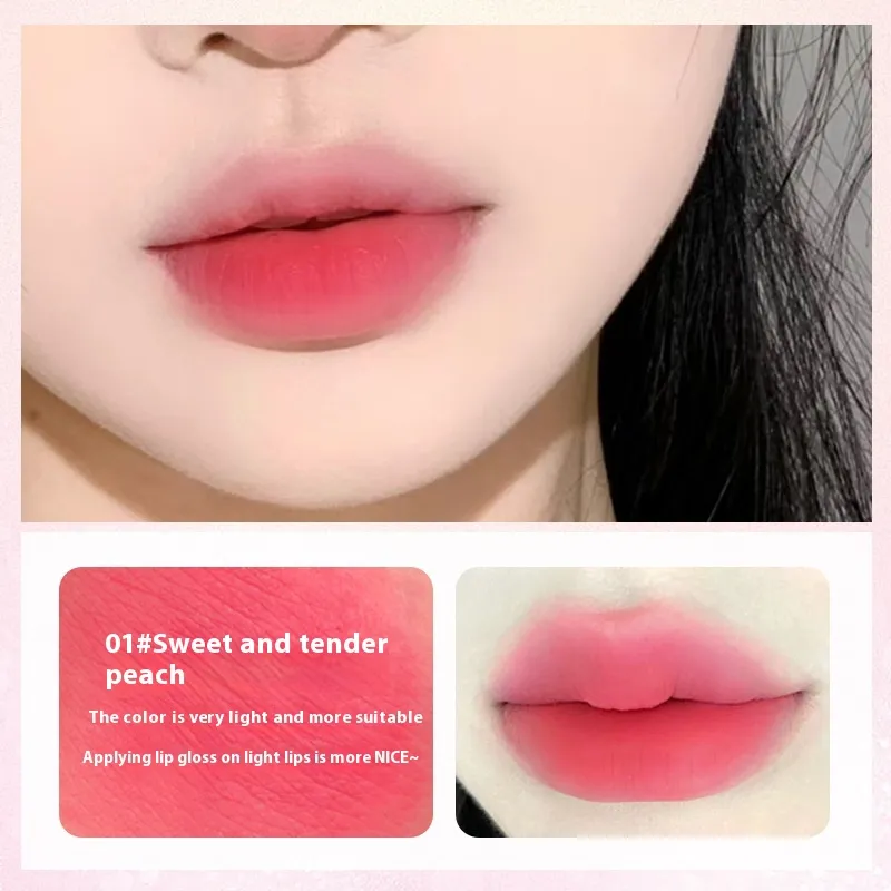 Mengmeng Paradise Milk Cream Lip Lacquer Velvet Matte Matte Peach Colour - 01 Sweet And Tender Peach