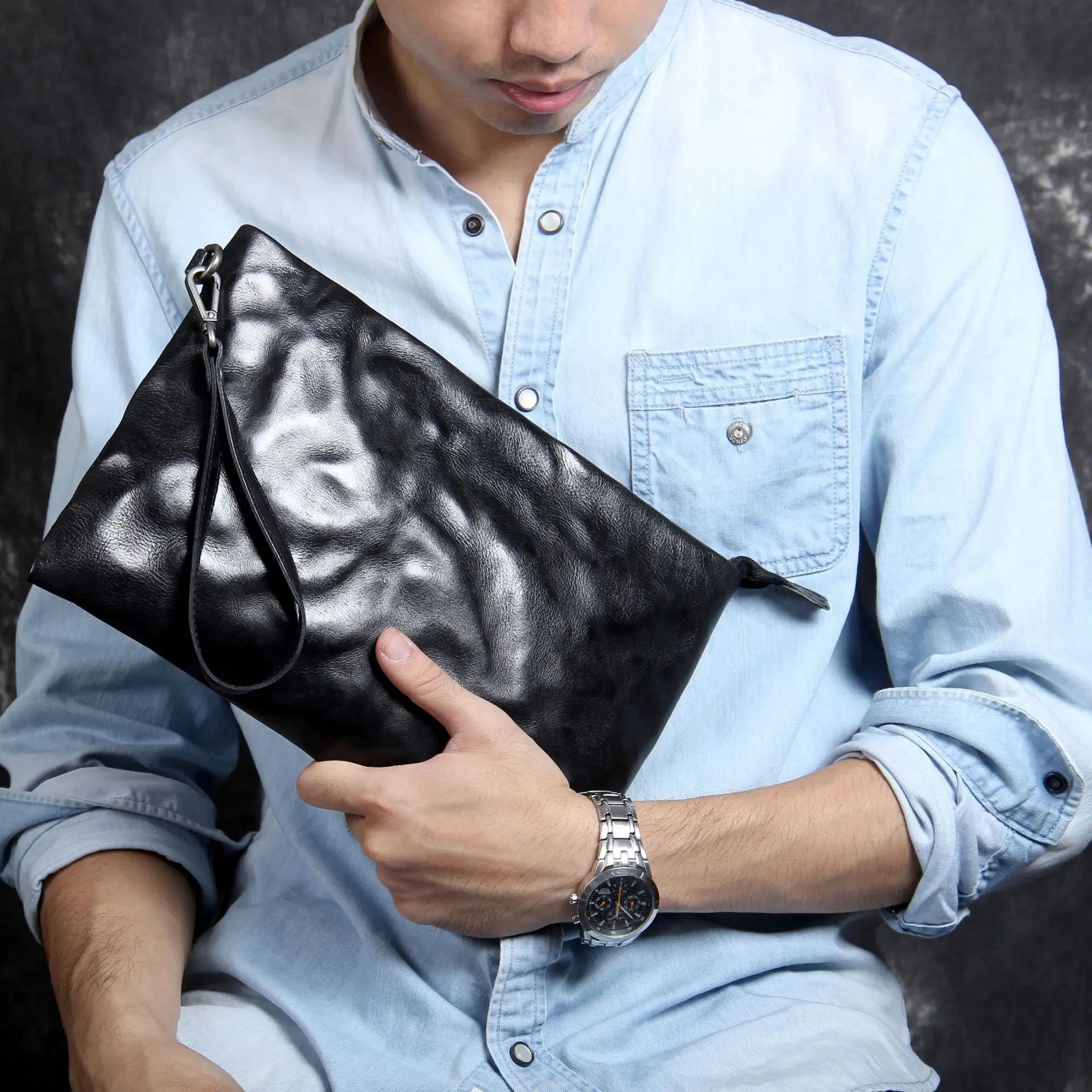 Simple Retro First Layer Cowhide Large Capacity