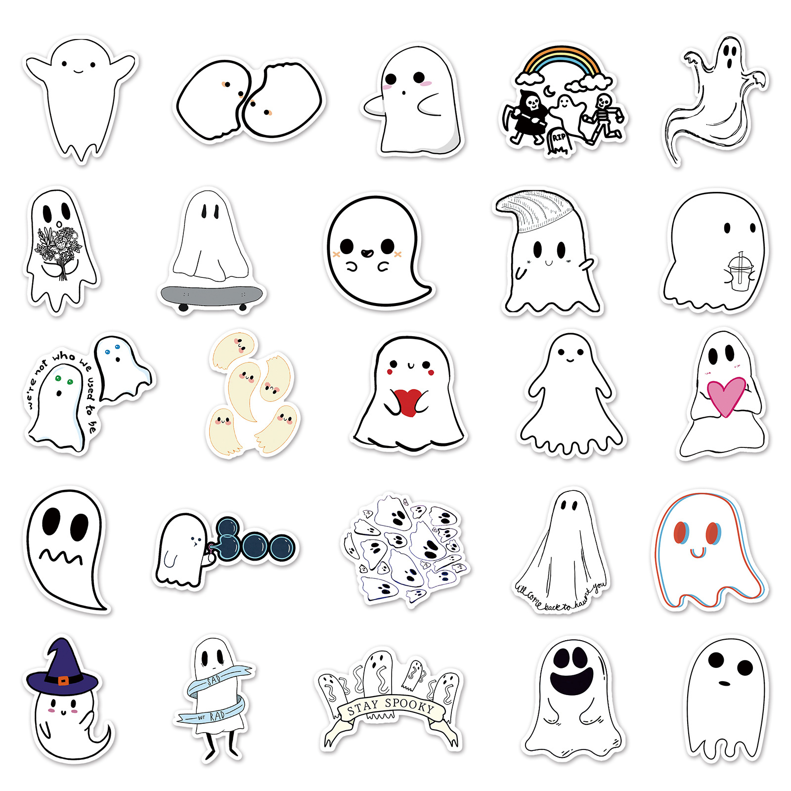 Title 6, 50 Pieces Ghost Graffiti Cartoon Cute Children