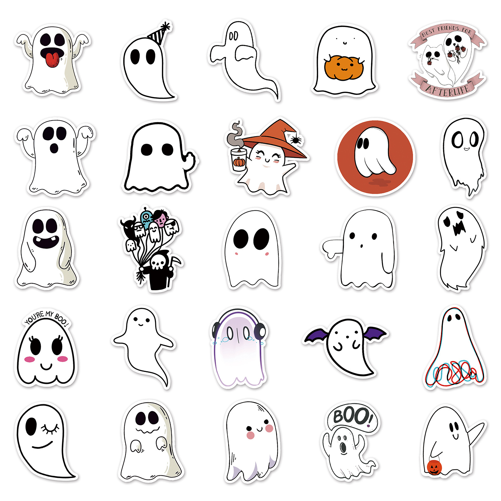 Title 5, 50 Pieces Ghost Graffiti Cartoon Cute Children