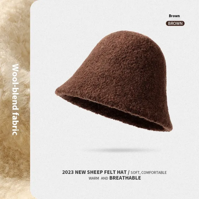 Rabbit Fur Bucket Hat Women's Fleece lined Warm Bucket Hat Dmz100 Coffee - Shop at LoveMi