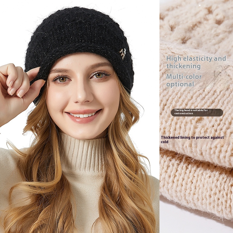 Knitted Hat Double-layer Thickened Rabbit Fur Pile Heap Cap