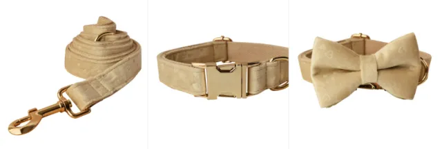 Nude Love Velvet Dog Bow Tie Dog Collar Rope Suit - Shop at LoveMi