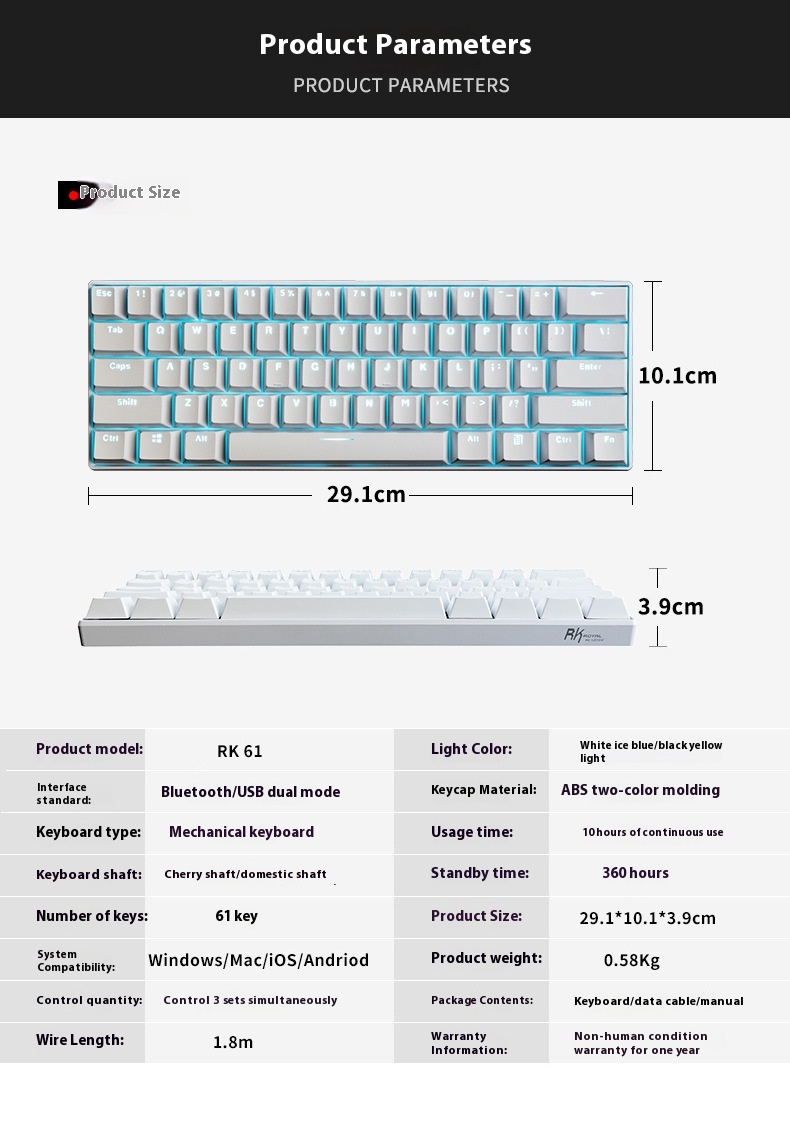 Title 1, RK61 Bluetooth Mechanical Keyboard