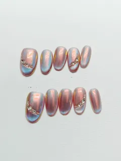 White Short Finished Product Fake Nail Tip - Short Square Circle - View 1