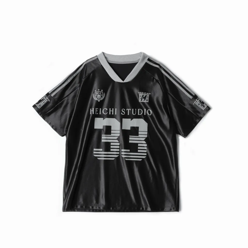 American V-neck Raglan Sleeves With Icy Short Sleeves - Black