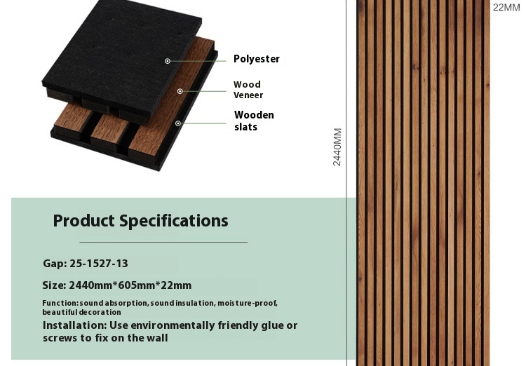 Title 15, Polyester Fiber Wood Strip Acoustic Panel Wall ...