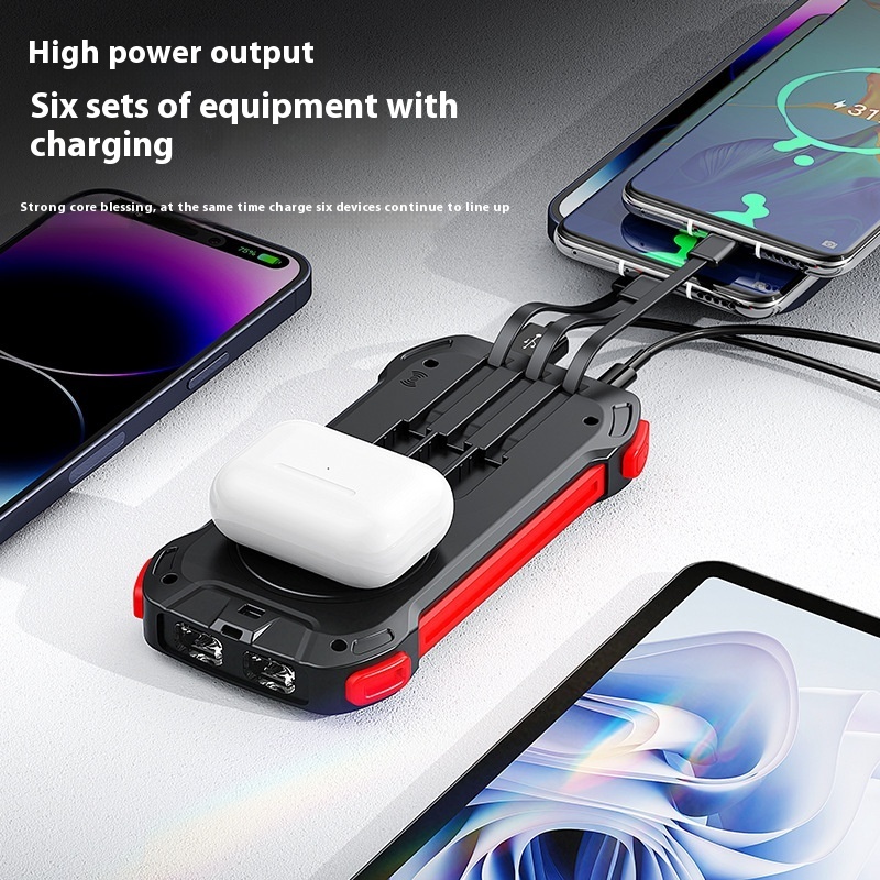 Taineng Yang Wireless Charging With Built-in Cable Outdoor Mobile Power Bank