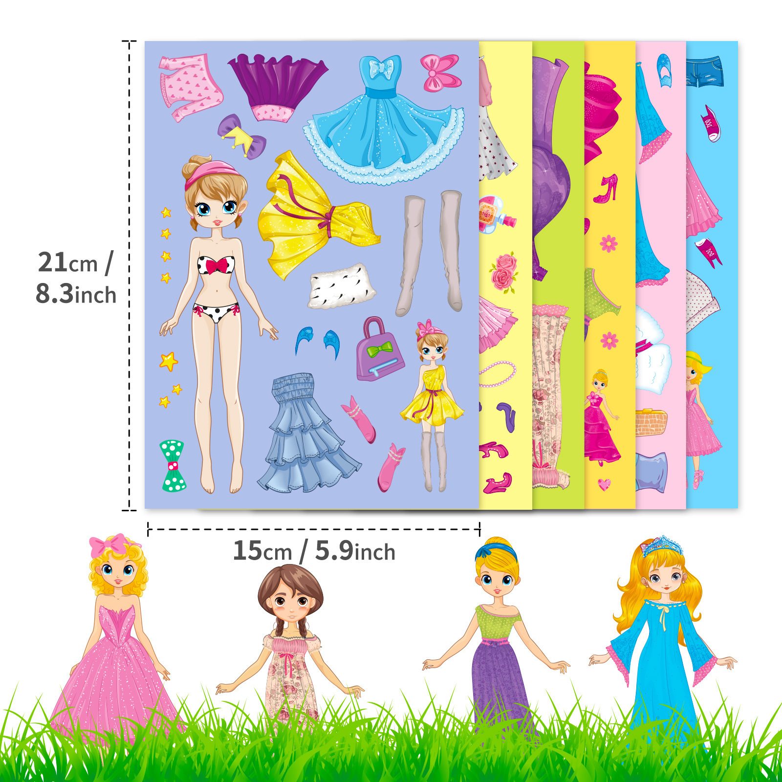 Title 1, 6 Sheetspack Princess Face Changing Stickers C...