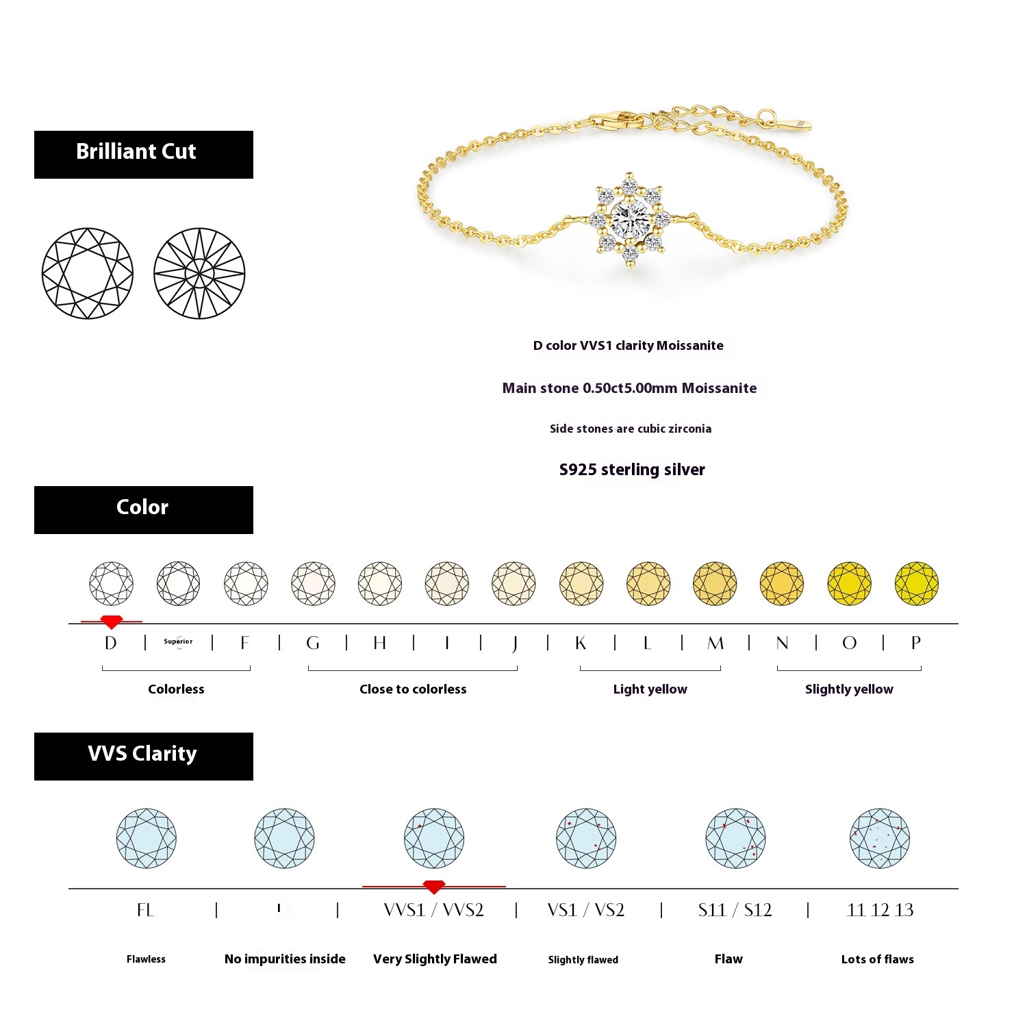 Modian Diamond Bracelet Female S925 Sterling Silver