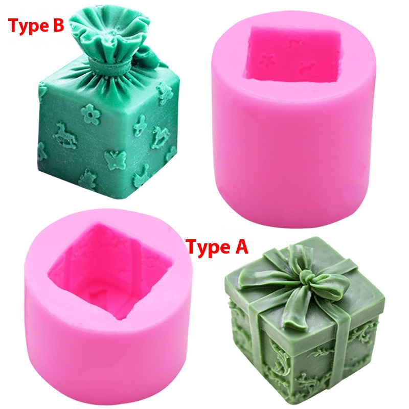 Title 2, Gift Box Candle Silicone Mold Fondant Cake