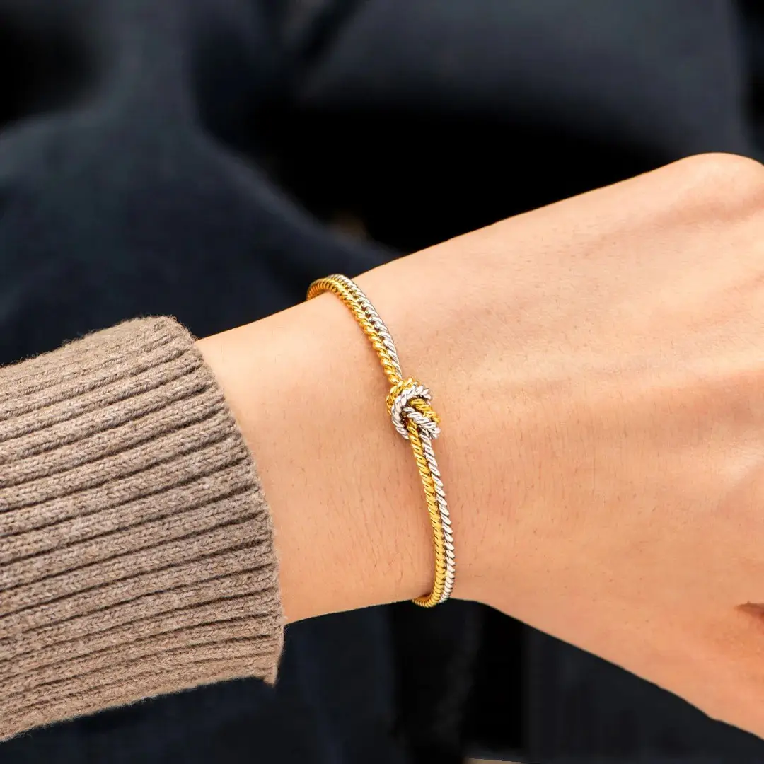 Double Color Gold Silver Hemp Rope Bracelet