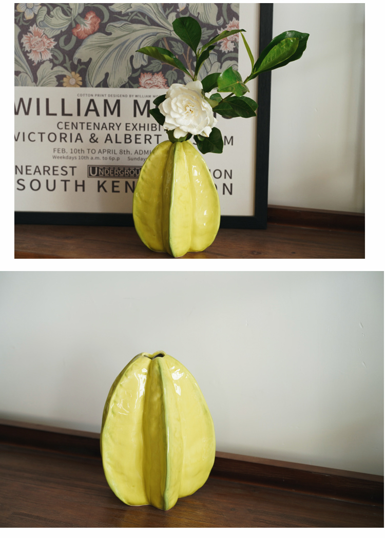 Title 4, Carambola Ceramic Vase Creative Art Flower Arra...