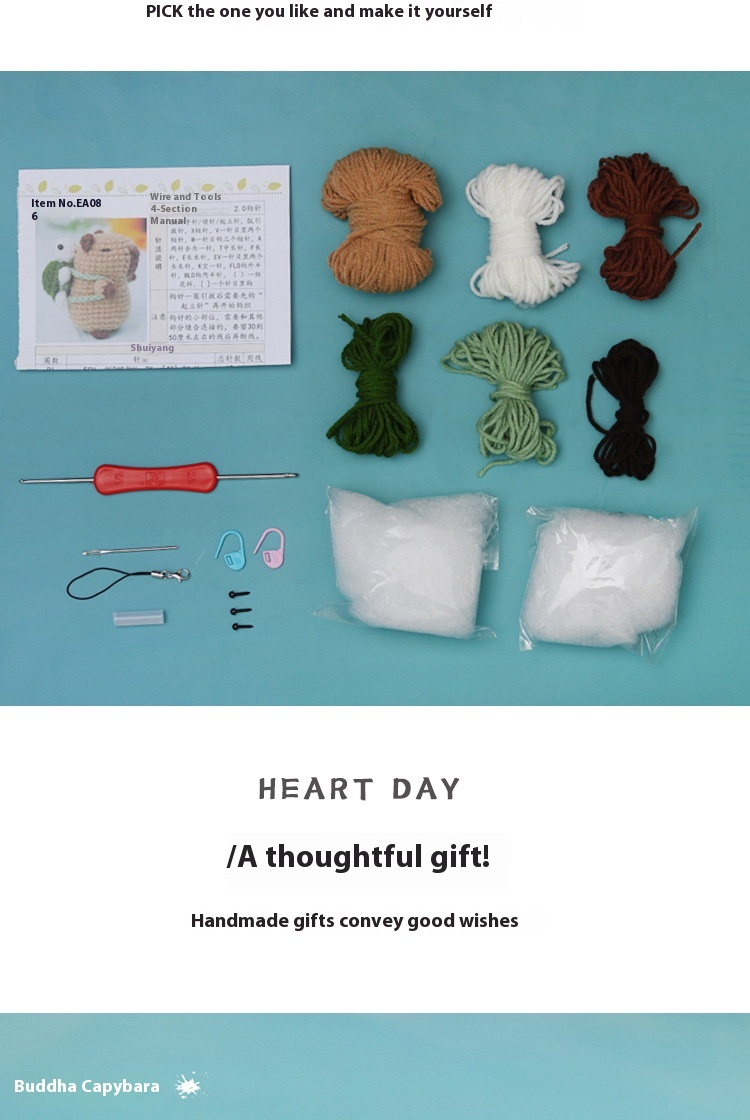 Capybara Crochet Kit | Animal Pendant Crochet Set