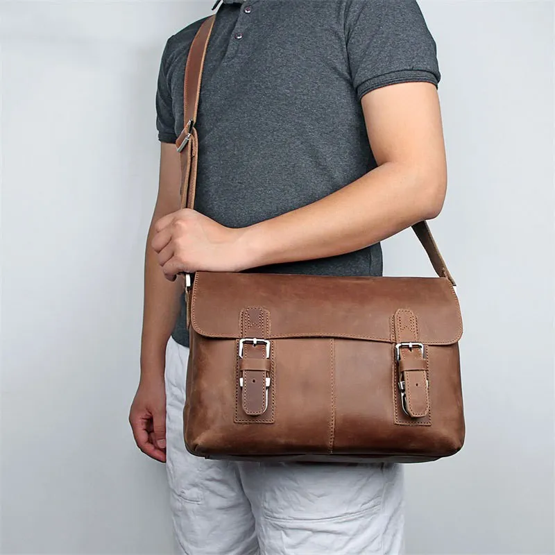 Full view of the vintage leather bag
