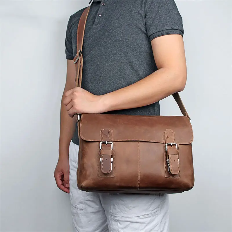 Vintage Leather Crossbody Bag for Men