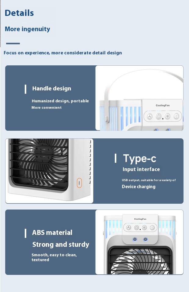 Title 5, USB Mute Spray Desktop Air Conditioner Fan