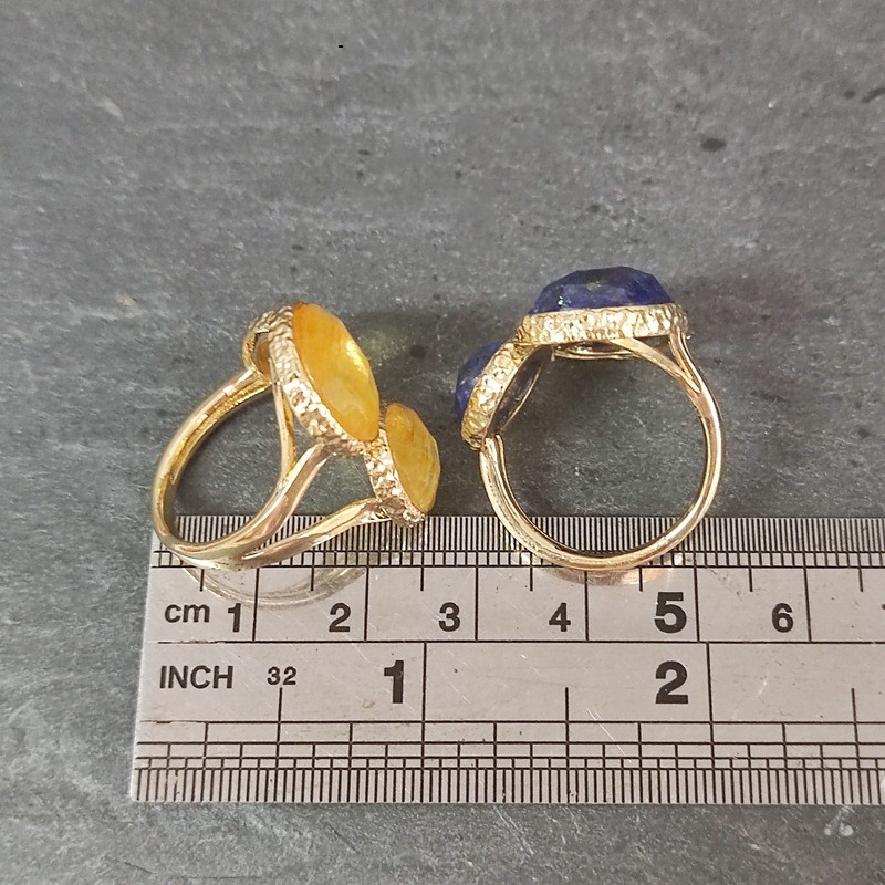 Copper Plating 18K Drop-shaped Tigereye Crystal Ring For Women