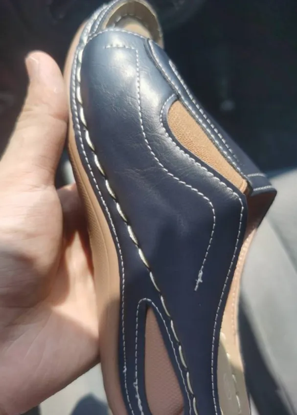 Open Toed Sloping Heel With Elastic And Tight Sole - Blue