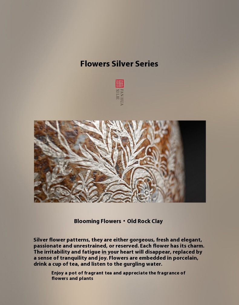 Title 4, Old Rock Clay Flowers Silver Gilded Jianshui Ho...