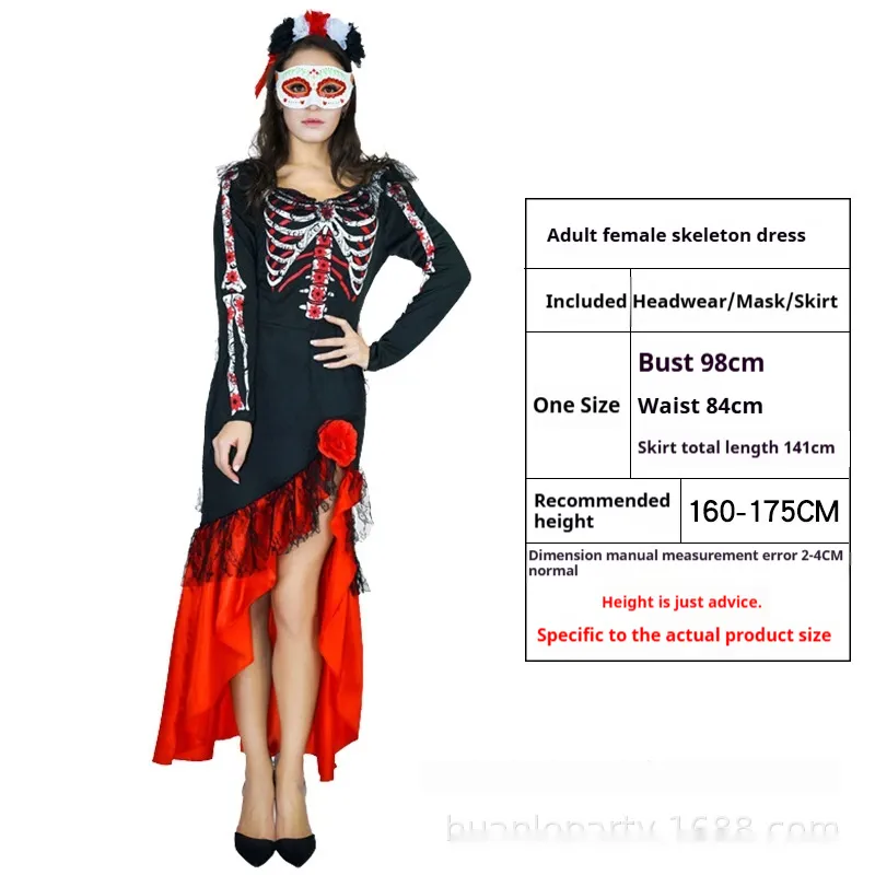 Halloween Costume Witch Vampire Dress Up Party - Female Skeleton Dress