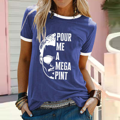 Cross-border Women's Shirt Graphic Print Crew Neck Short-sleeved T-shirt