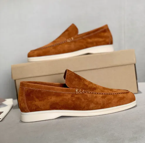 Natural Leather Women's Loafers Flat Bottom Slip on Loafers Genuine Leather Women's Casual Caramel Color 35 Female Size - Shop at LoveMi