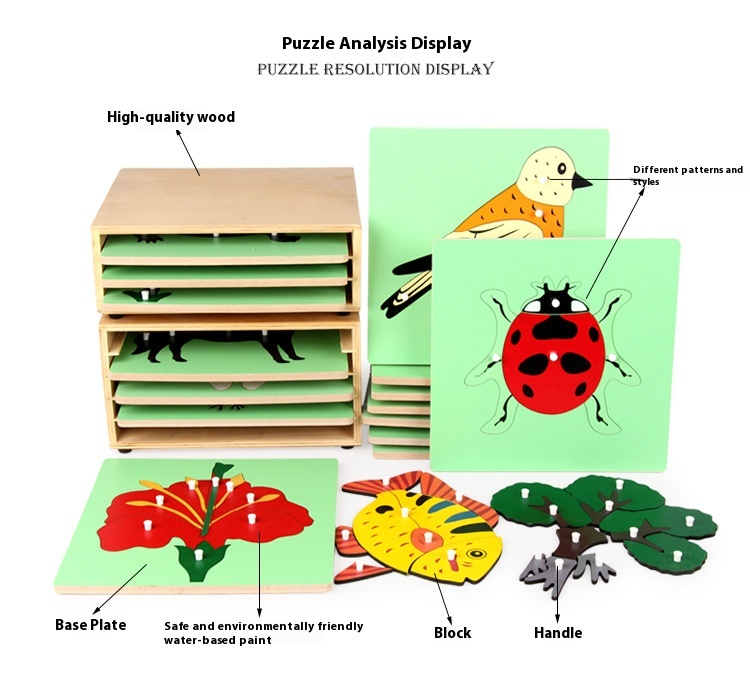 Title 19, Eight Panel Puzzle Of Animals And Plants For Ea...