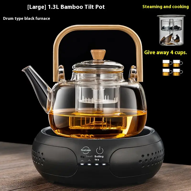 Integrated Steaming And Boiling Glass Teapot 1.3L Large Capacity