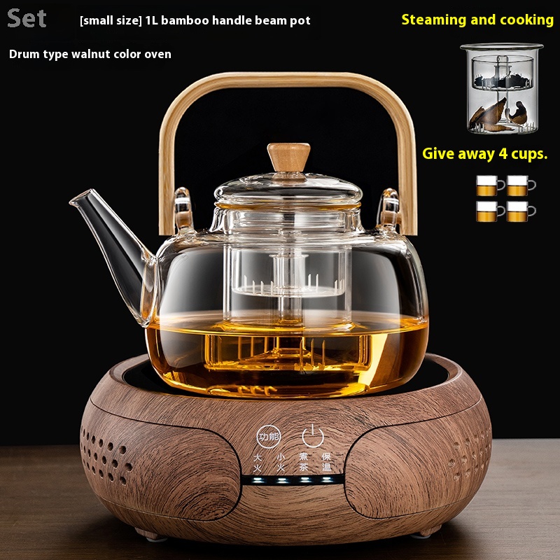Bamboo pot with stove 1L