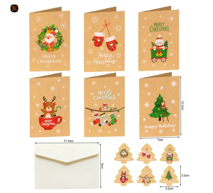 Kraft Paper Christmas Blessing Card Message Card Envelope Sticker - Style1