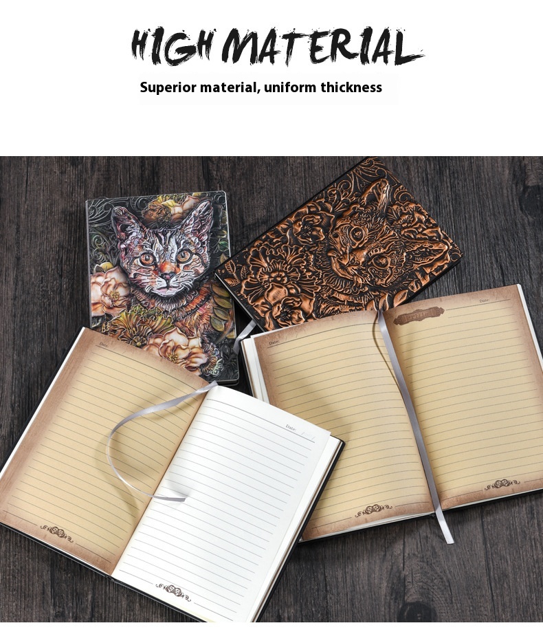 Title 3, Leather Surface Notepad A5 Hardcover Vintage Di...