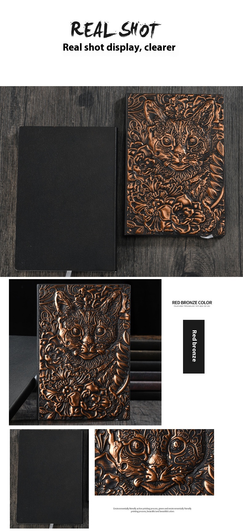 Title 8, Leather Surface Notepad A5 Hardcover Vintage Di...