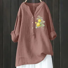 Bamboo Linen Comfort Printing Fashionable All-match Shirt - Xl240533Hcy33-M - View 1