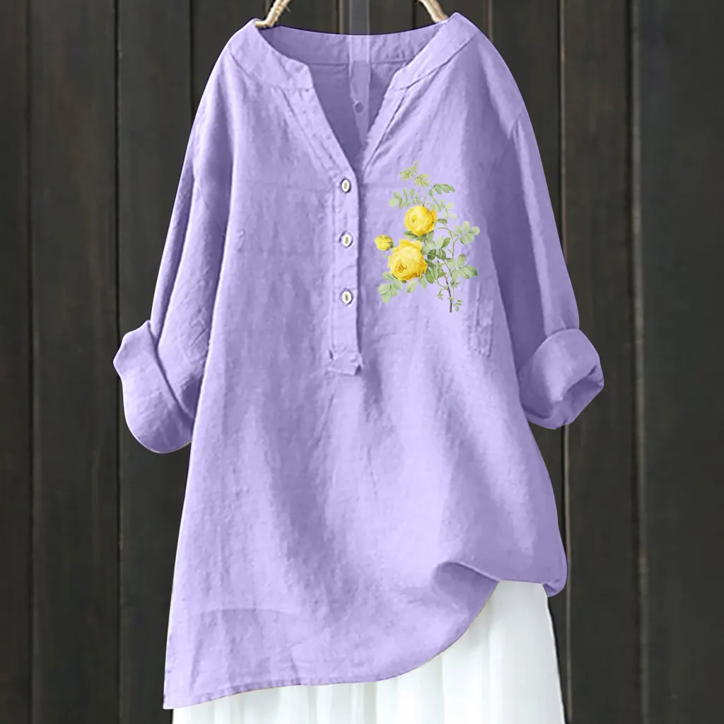 Bamboo Linen Comfort Printing Fashionable All-match Shirt - Xl240533Hcy35-5Xl