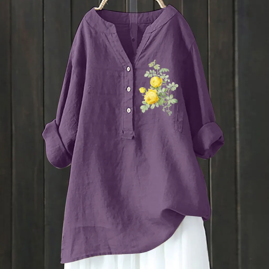 Bamboo Linen Comfort Printing Fashionable All-match Shirt - Xl240533Hcy36-Xl