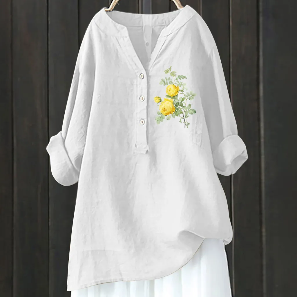 Bamboo Linen Comfort Printing Fashionable All-match Shirt - Xl240533Hcy32-3Xl