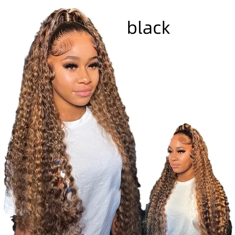 Foreign Trade European And American Fashion Front Lace Wig Cross-border African Piano Color Small - Black