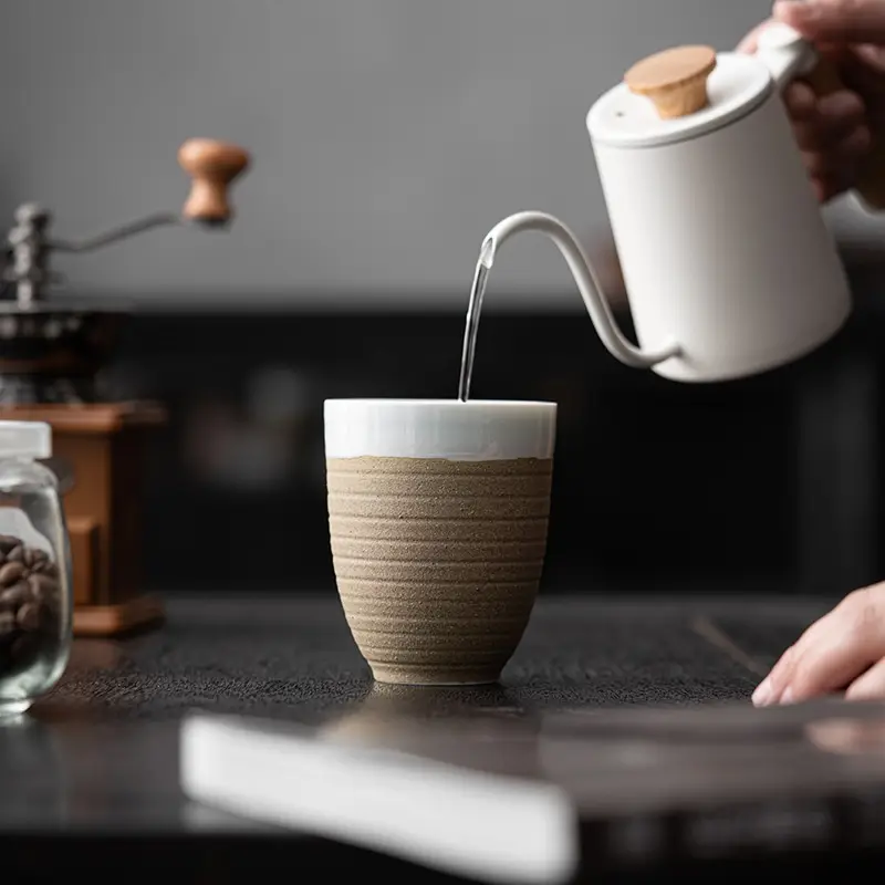 Stoneware Thread Coffee Cup Japanese Retro Nostalgic