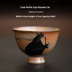 Japanese Handmade Retro Ceramic Kung Fu Tea Cup - Clear Bottle Cup Xiuyuan Cat - View 1