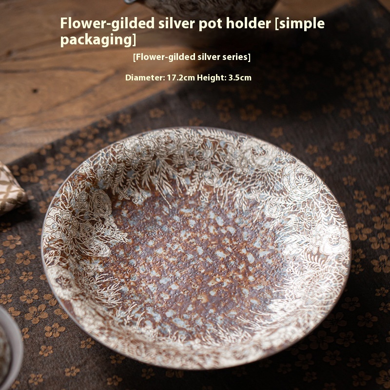 Flowers Silver Gilded Pot Tray