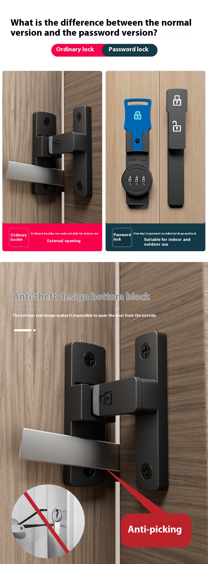 Title 7, Simple Non Perforated Sliding Door Lock Buckle