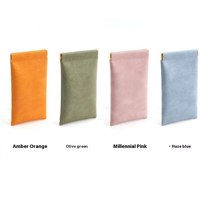 Automatic Closed Simple Portable Leather Sunglasses Storage Bag - Image 2