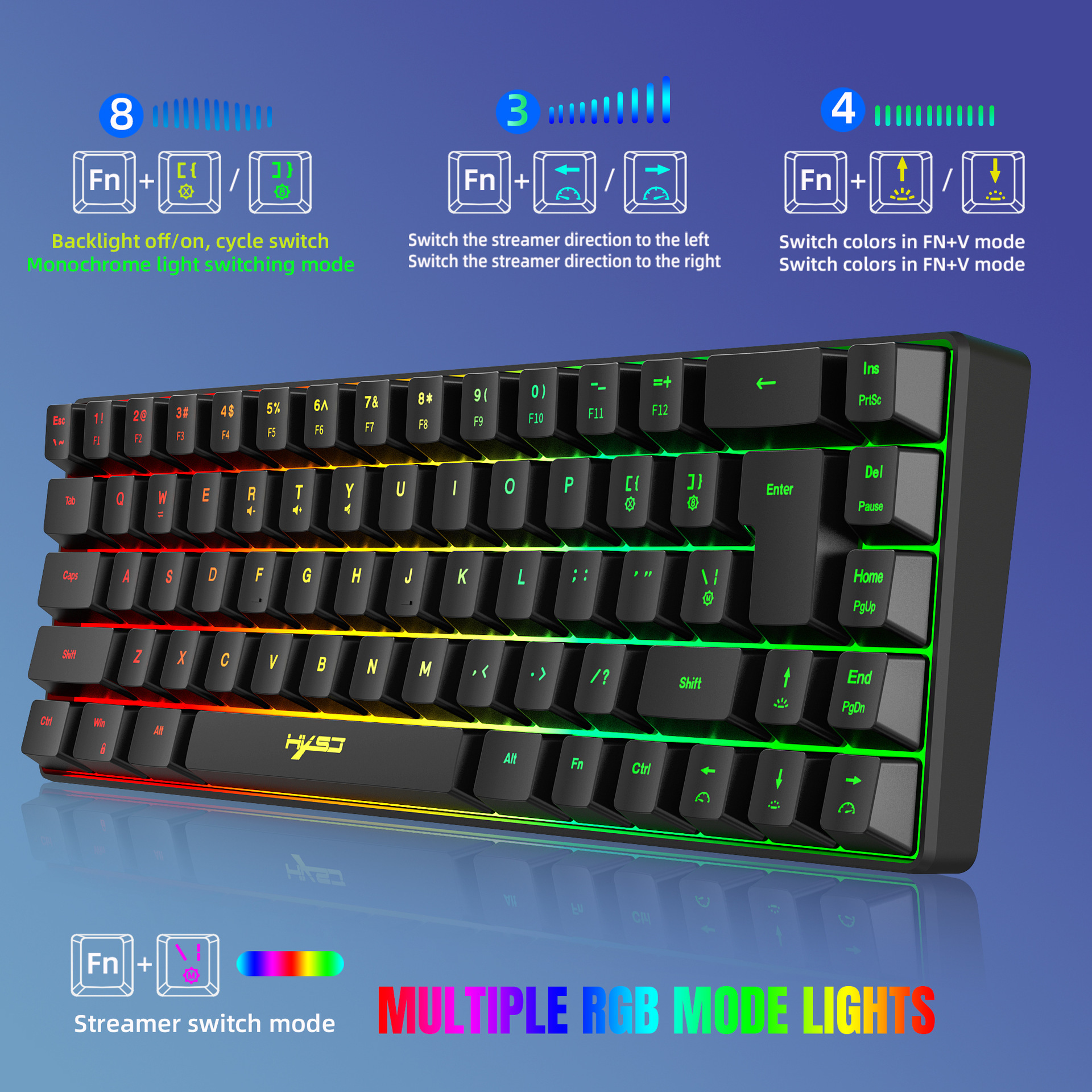 Title 2, V200 Teclado Gaming Cableado de 68 Teclas con M...