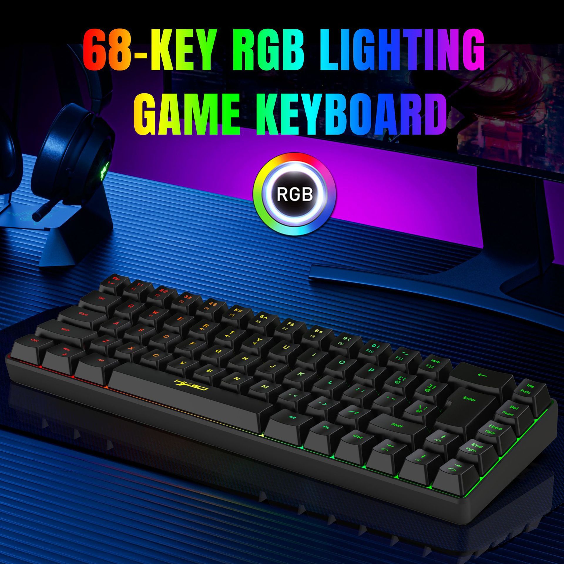 Title 3, Teclado Gamer V200 com Fio, 68 Teclas, Membrana...