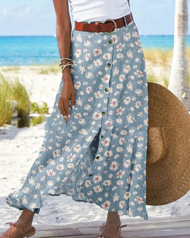 Women's Fashion Digital Print Button Skirt No 4 Color - Shop at LoveMi