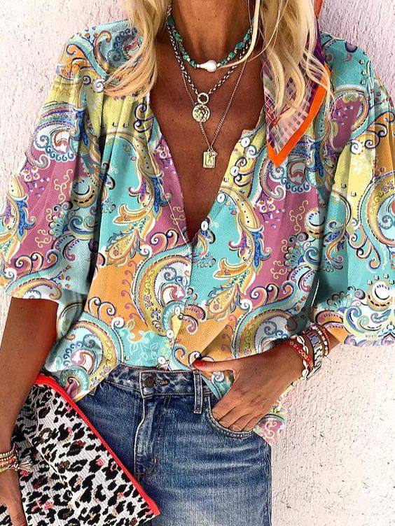 Women's Fashion Digital Printing Casual Shirt